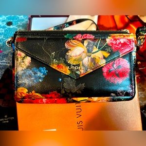 Crossbody wallet, purse block with flowers